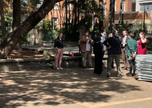 This is a photo of a group meeting at Speakers' Corner